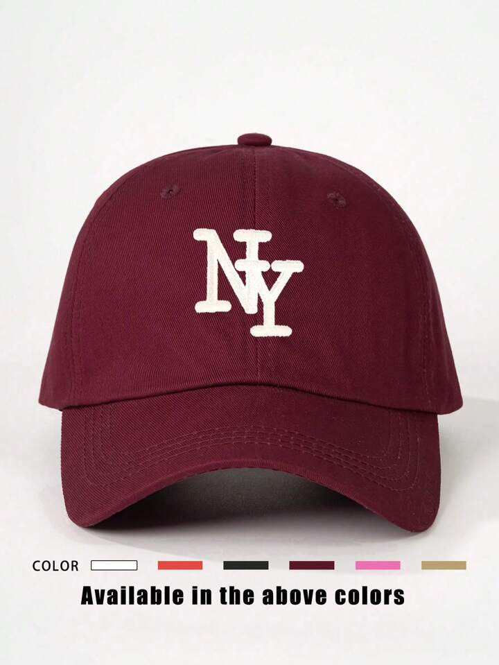 1pc Embroidered "NY" Letter Adjustable Baseball Cap, Outdoor Sunscreen Casual Hat Suitable For Sp... | SHEIN