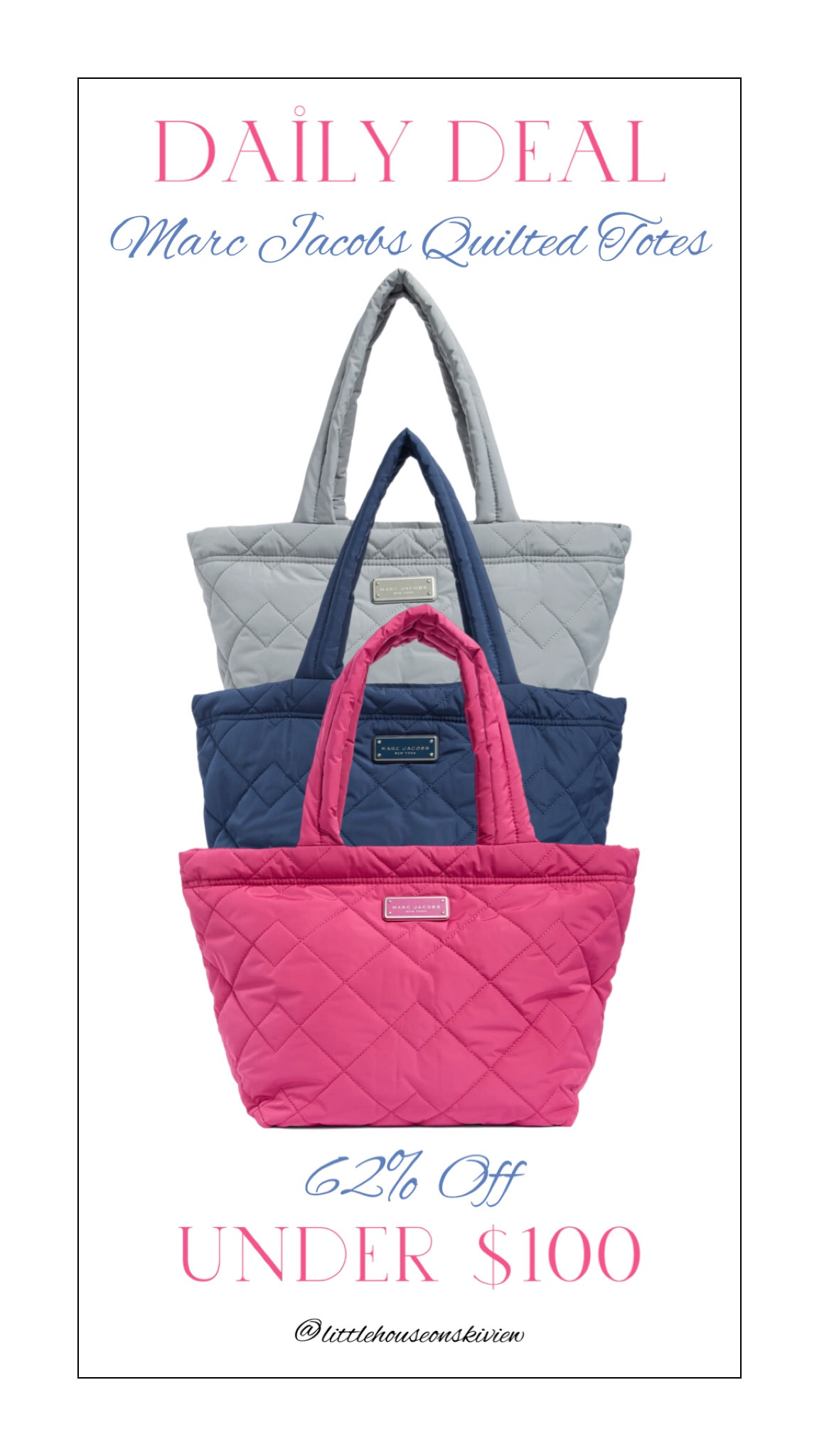 62% OFF Marc Jacobs Quilted tote bags!! Under $100, normally priced at $250 🛍️

#LTKFindsUnder100 #LTKStyleTip #LTKSaleAlert