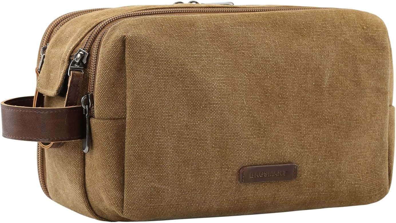 BAGSMART Toiletry Bag for Men, Canvas Travel Toiletry Organizer Dopp Kit Water-resistant Shaving ... | Amazon (US)
