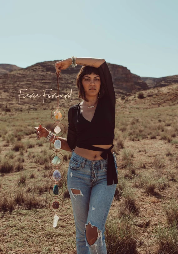 Raw Gemstone Chakra Hanging-Wall Decor-Boho Suncatcher-Aesthetic Decor-Crystal Sun Catcher-Healin... | Etsy (US)