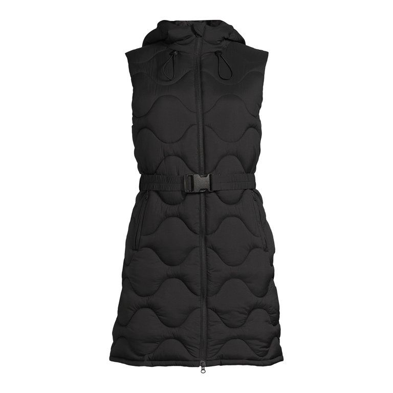Swiss Tech Women's and Plus Long Onion Quilted Vest with Hood - Walmart.com | Walmart (US)