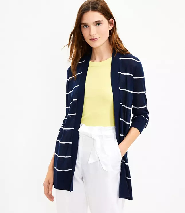 Striped Tunic Open Cardigan | LOFT