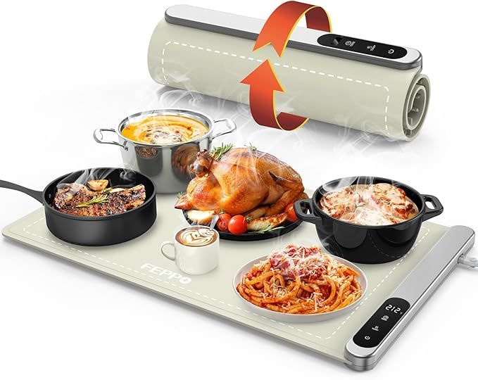 FEPPO Electric Food Warming Mat with 6 Level Adjustable Temperature and 6 Hours Timer, Foldable R... | Amazon (US)