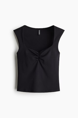H & M - Gathered vest top - Black | H&M (UK, MY, IN, SG, PH, TW, HK)
