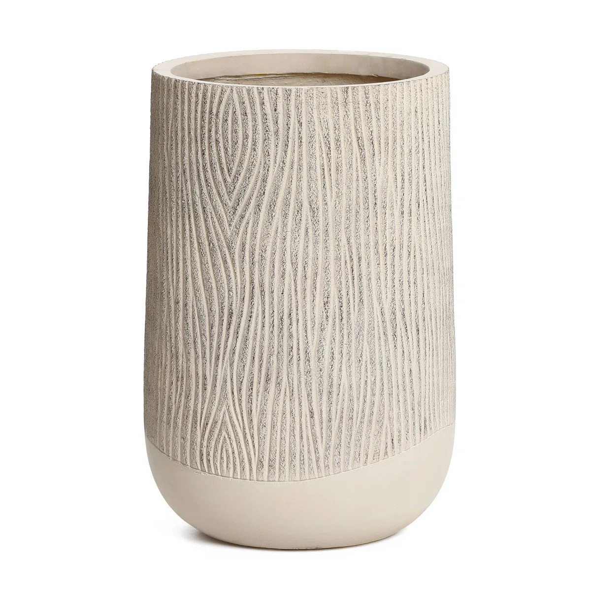 Wood‑Look Textured MgO Planter, 27.2" Tall Beige Decorative Garden Pot | Wayfair North America