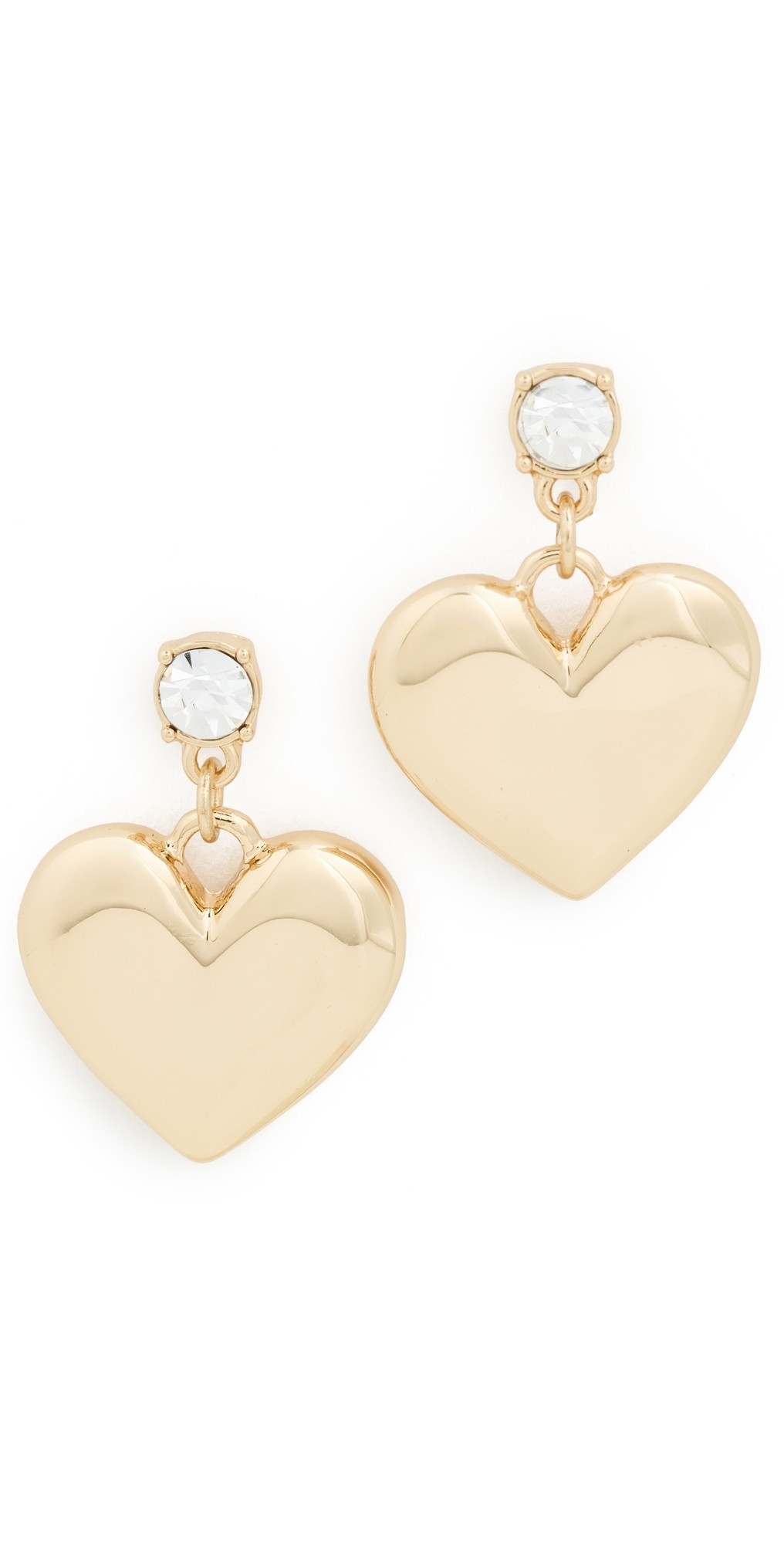 Ettika Crystal and Heart Dangle Earrings Gold One Size | Shopbop