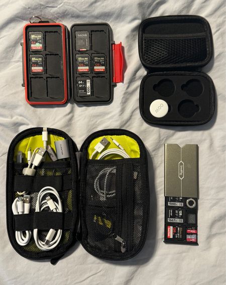 My favorite organizers for my cables, SD cards, and AirTags for travel. 

#LTKtravel