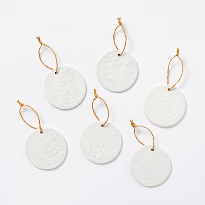 Set of 6 Stamped Ceramic Ornaments White - Threshold™ designed with Studio McGee | Target