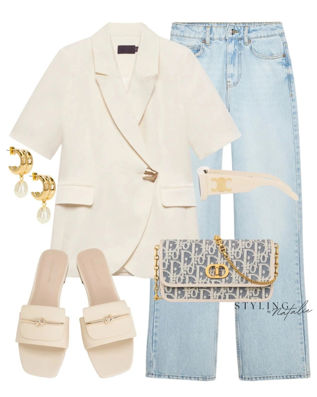 Weekend casual chic 🤍
Short sleeve blazer, high waist jeans, flat sandals, Celine sunglasses & pearl earrings. Summer outfit, effortless chic, classy, zara 

#LTKsummer #LTKmodest #LTKuk