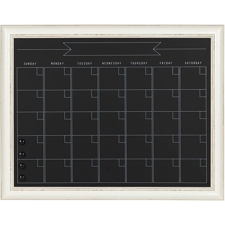 DesignOvation Macon Framed Magnetic Chalkboard Monthly Calendar, 23x29, Soft White | Walmart (US)