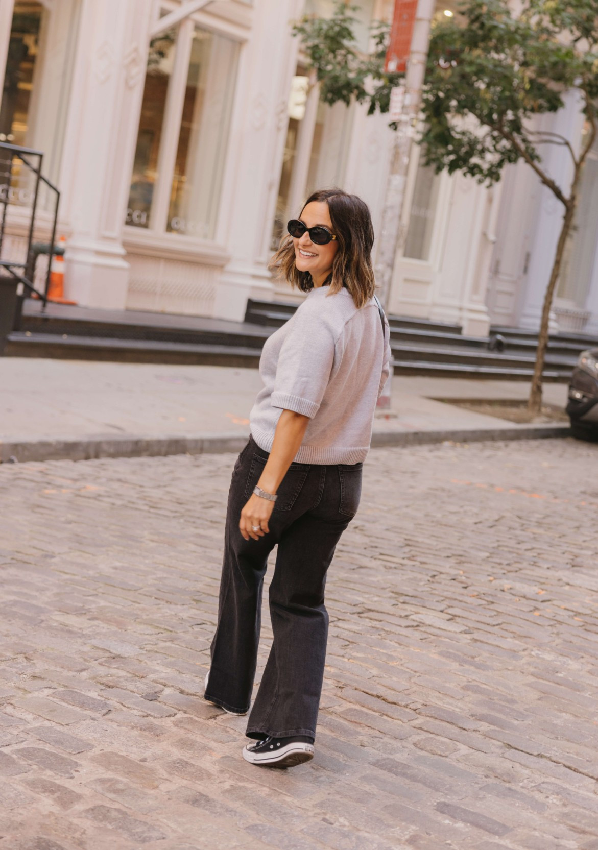A simple outfit formula I’ll be reaching for on repeat as we head into fall 🍂 A short sleeve sweater, black denim, and classic sneakers make for the easiest transitional look. Perfect for those days when it’s starting to feel like fall, but the weather hasn’t quite caught up yet!  

 #LTKootd #LTKSeasonal