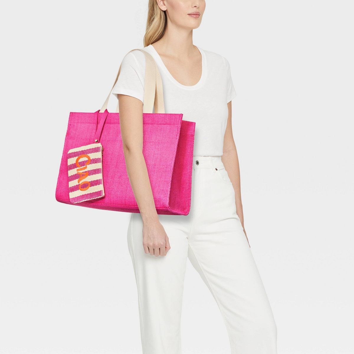Elevated Straw Tote Handbag with Zip Pouch - A New Day™ | Target
