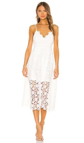 Lace A Line Midi Dress in White | Revolve Clothing (Global)
