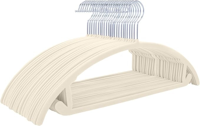 MIZGI Premium Velvet Hangers 30 Pack Heavyduty- Non Slip No Shoulder Bump Suit Hanger - Chrome Ho... | Amazon (US)
