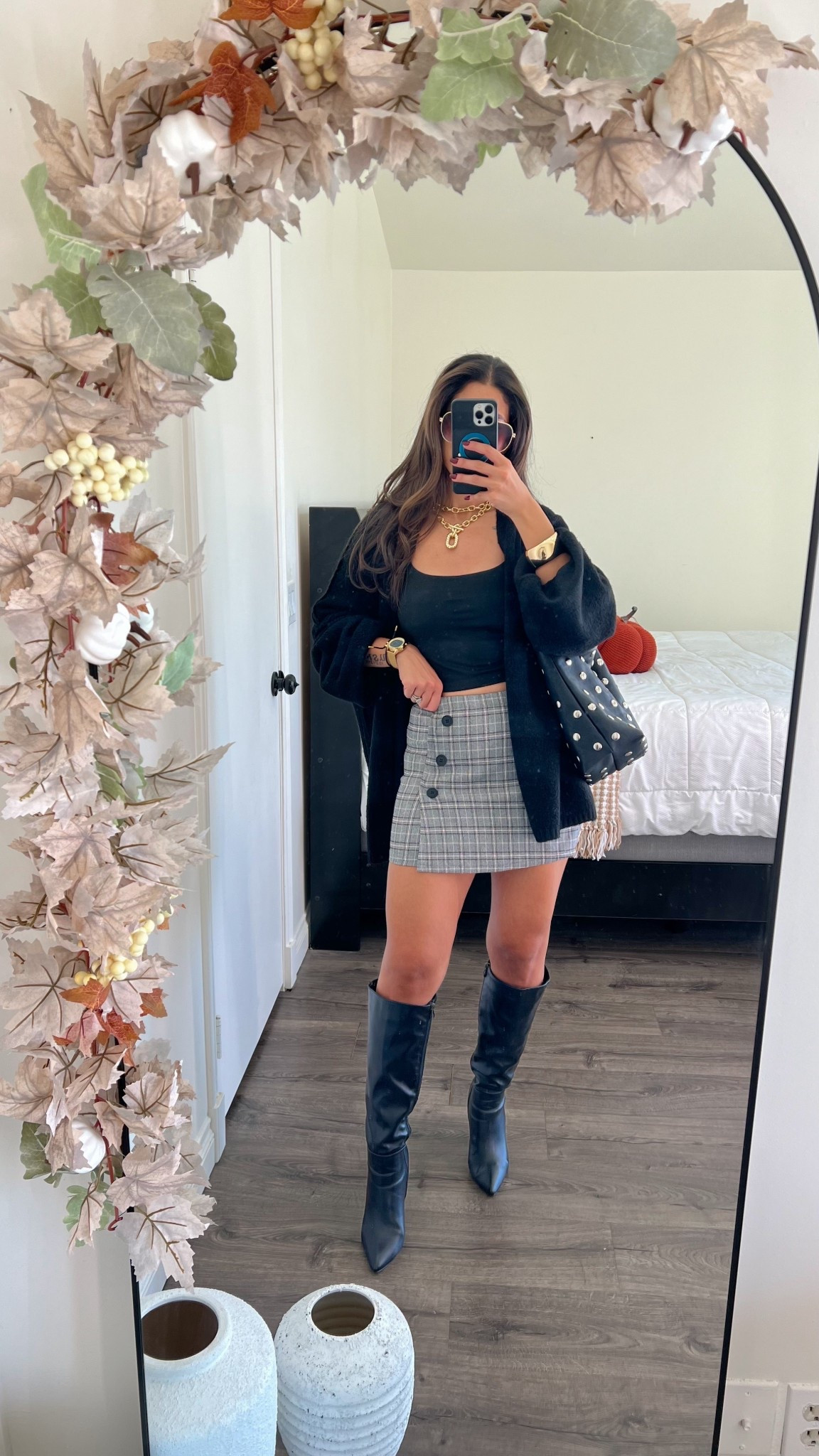 Plaid skirt outfit idea. Wearing a small but it’s a big tight, should’ve gone with a medium 

#LTKSeasonal #LTKFindsUnder50 #LTKStyleTip