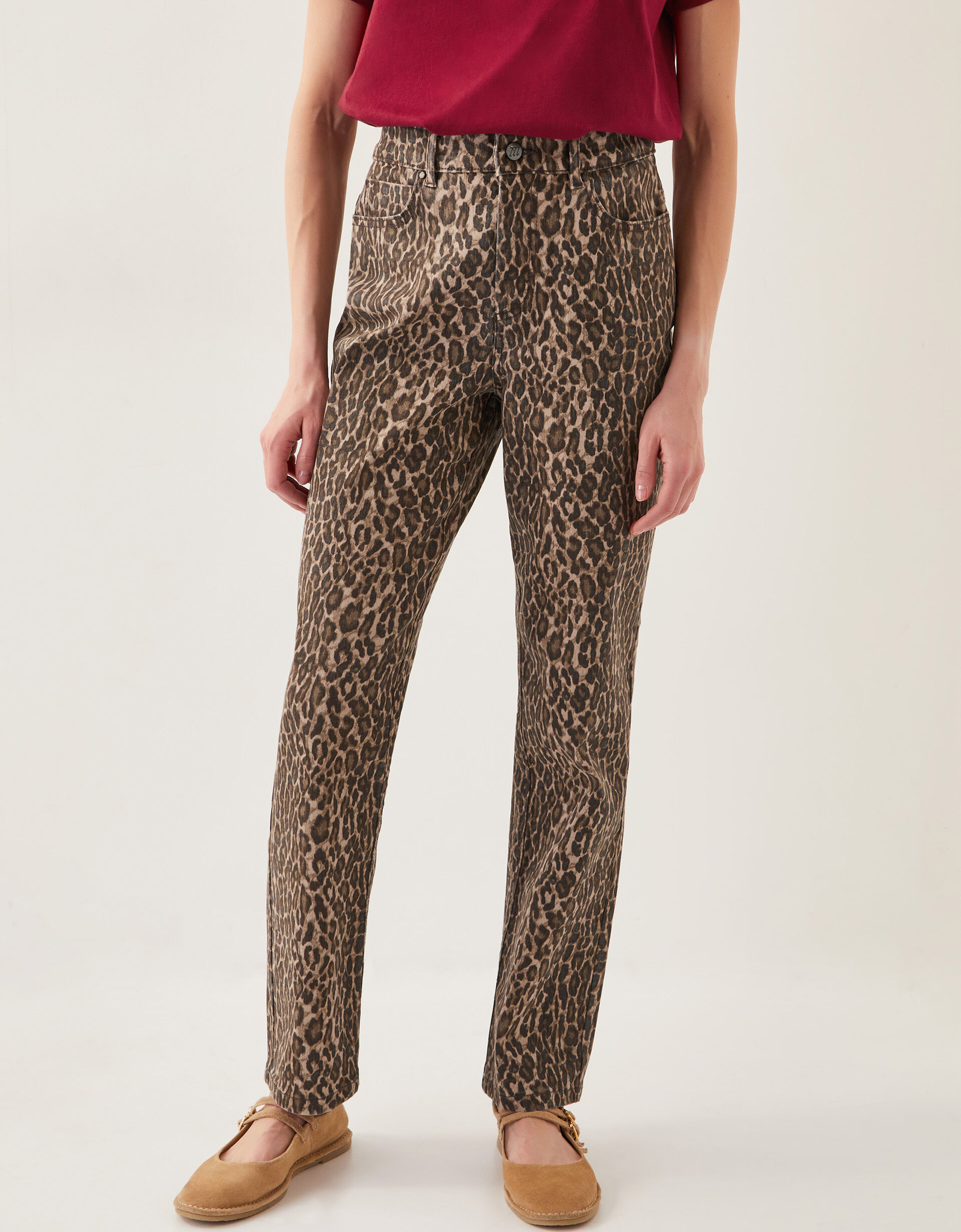 Annie Leopard Print Straight Leg Jeans Brown | Monsoon (UK)