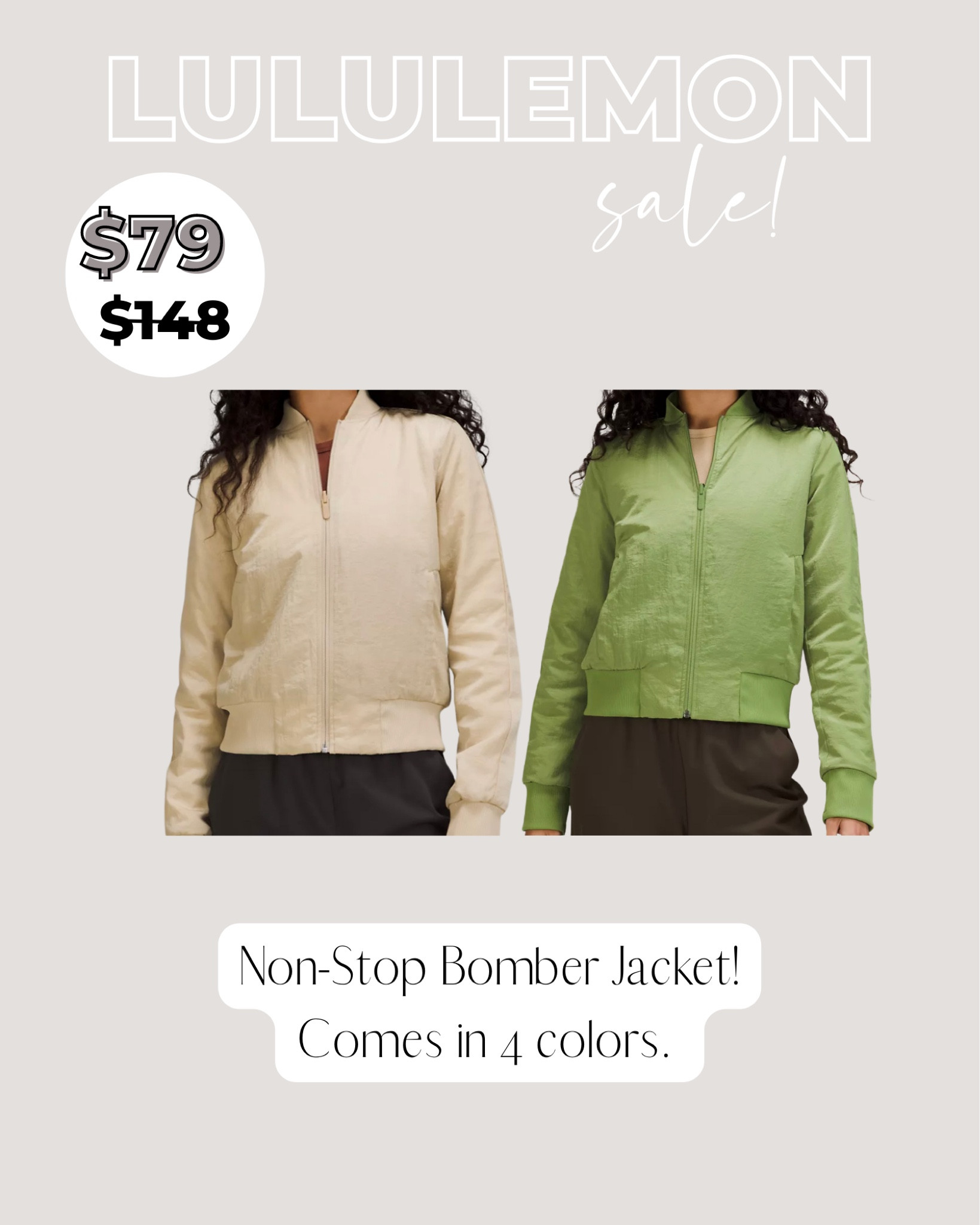 Lululemon Non stop Bomber jacket on sale! 

#LTKstyletip #LTKunder50 #LTKsalealert