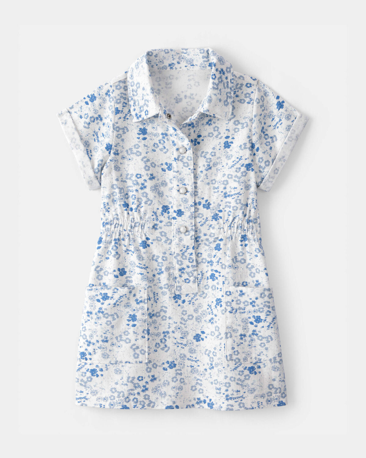 Toddler Girl Floral Button-Up Dress - Blue/White | Carter's Inc