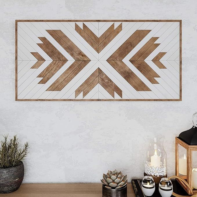 Other Furniture Native Wood Wall Art- Farmhouse Wood Wall Panel - Wood Wall Art Geometric- Rustic... | Amazon (US)