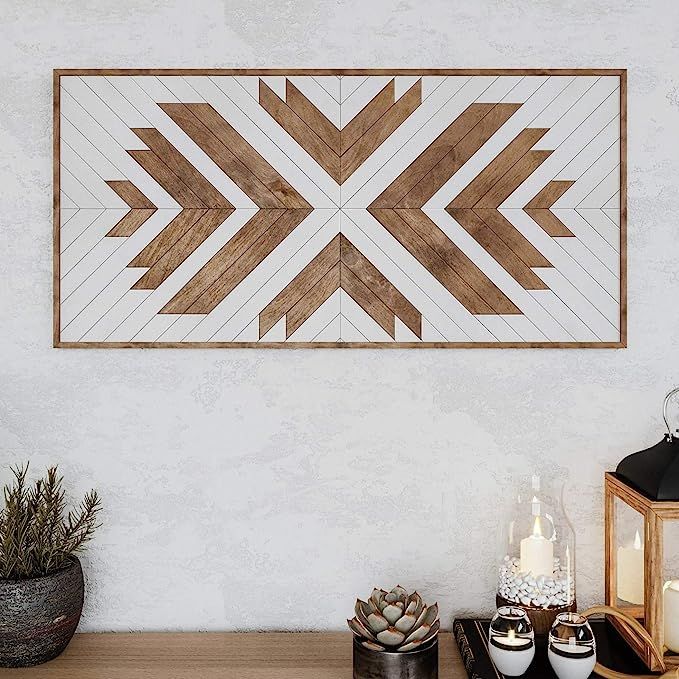 Other Furniture Native Wood Wall Art- Farmhouse Wood Wall Panel - Wood Wall Art Geometric- Rustic... | Amazon (US)