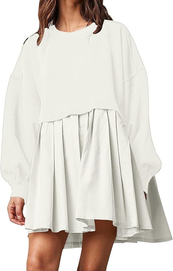 ZYAHHFAC Womens Oversized Sweatshirt Dress Long Sleeve Crewneck Pullover Tops Relaxed Fit Sweatsh... | Amazon (US)