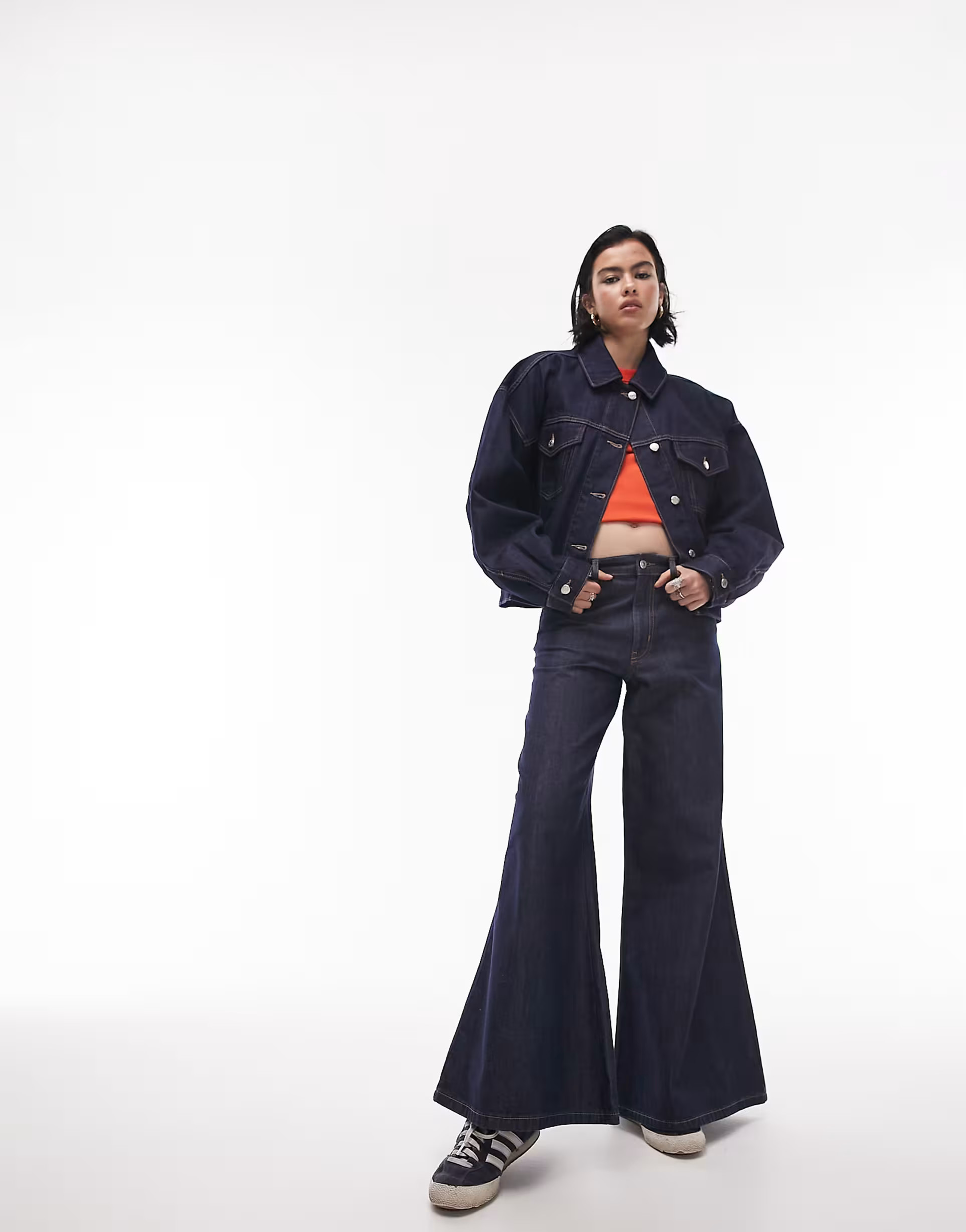 Topshop denim balloon sleeve jacket in raw indigo | ASOS (Global)