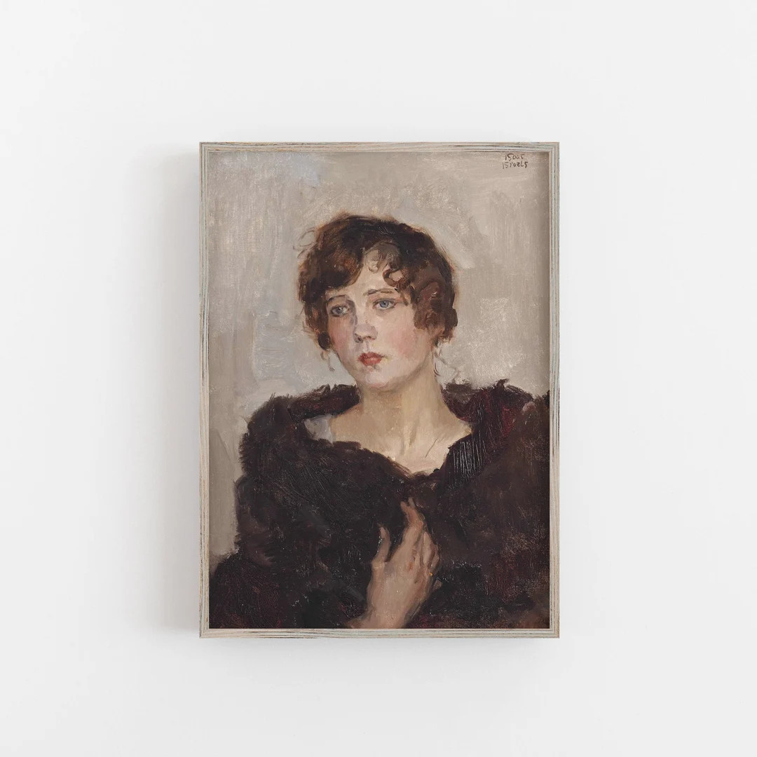 Vintage oil portrait print,  Vintage portriat of a woman,  Vintage art, vintage poster portrait a... | Etsy (US)