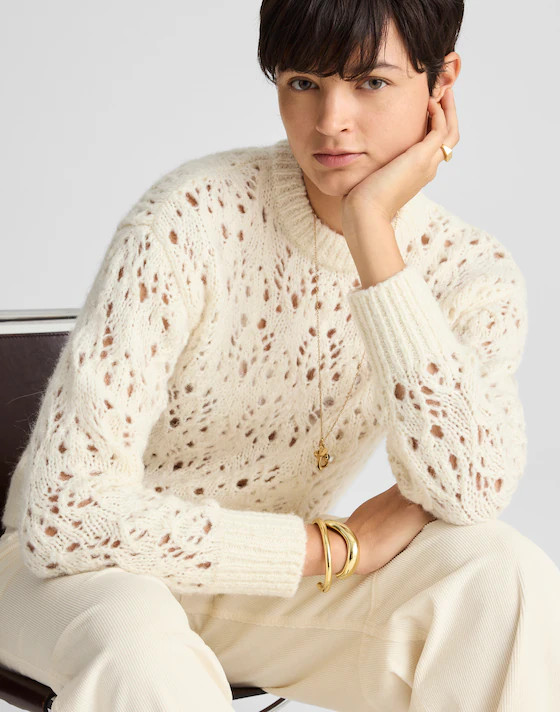 Pointelle-Stitch Drop-Shoulder Sweater | Madewell