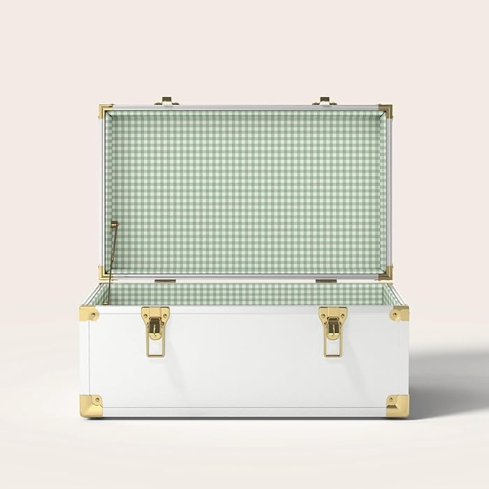 Momento Keepsake Storage Trunk, Green Gingham, White, Alloy Steel, Lockable, 20.75 x 12.25 x 10 I... | Amazon (US)