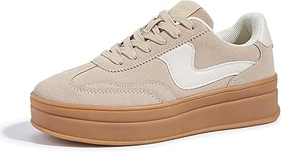 LUCKY STEP Women's Platform Fashion Sneakers Thick Sole Suede Faux Leather Classic Rubber Gum Sol... | Amazon (US)
