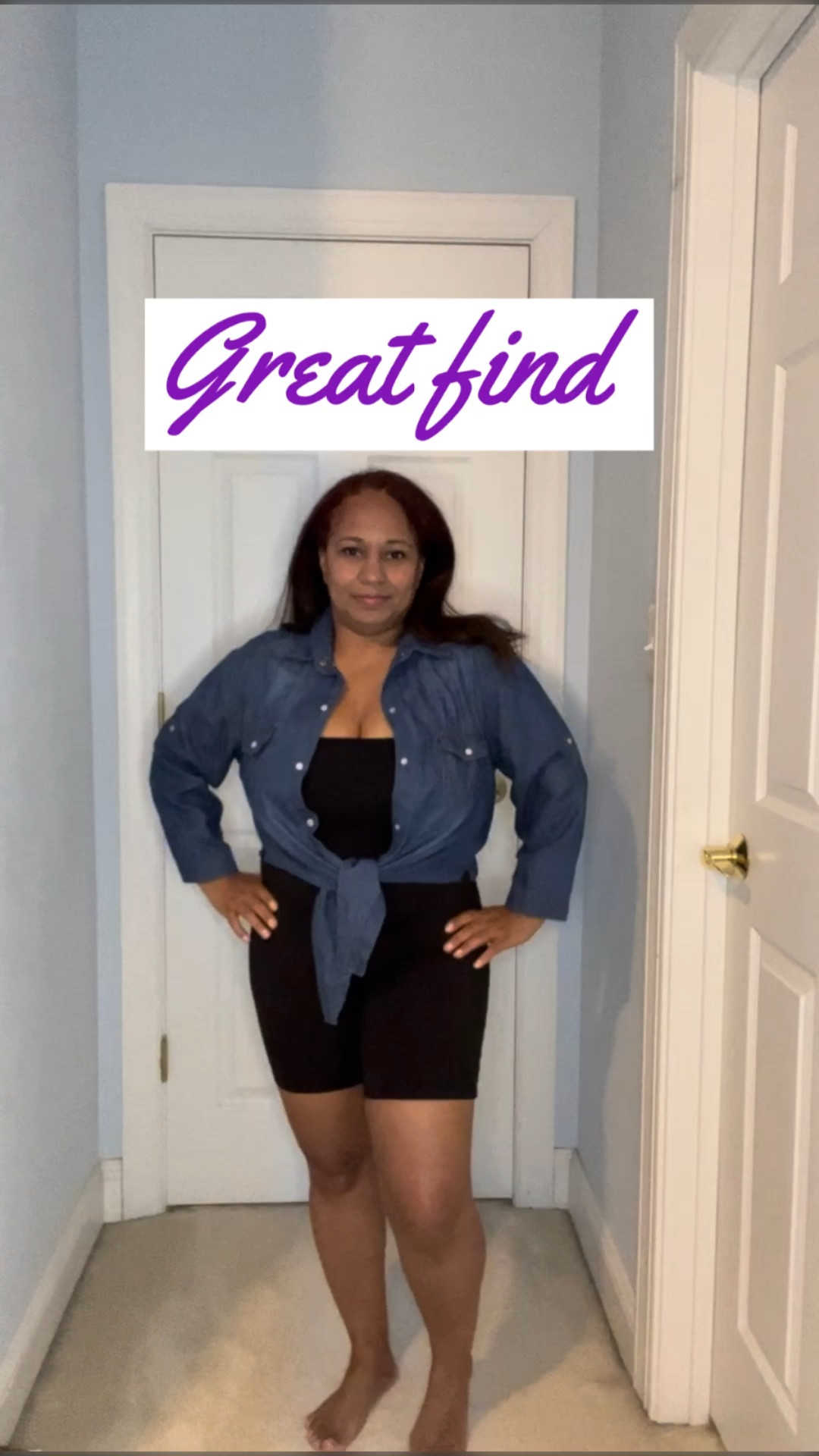 OOTD pairing Jean shirt with romper

Women's 3/4 Sleeve Denim Crop Top Tie Knot Shirt Cardigan size large 

Women's Sexy One Piece Tank Top Sleeveless Bodycon Club Short Jumpsuit size largee

#LTKmidsize #LTKstyletip #LTKover40