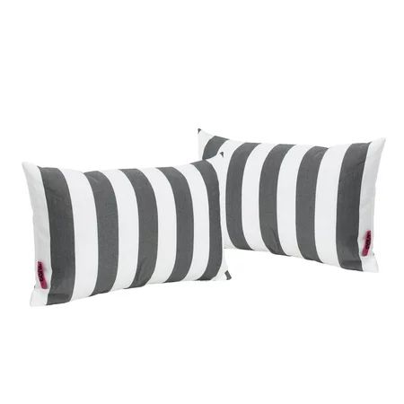 Set of 2 Black and White Rectangular Outdoor Patio Throw Pillows 18.5 | Walmart (US)
