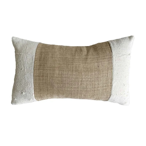 Vintage Pillow Cover 12x20 Flax Hemp With White Mud Cloth | Etsy Canada | Etsy (CAD)