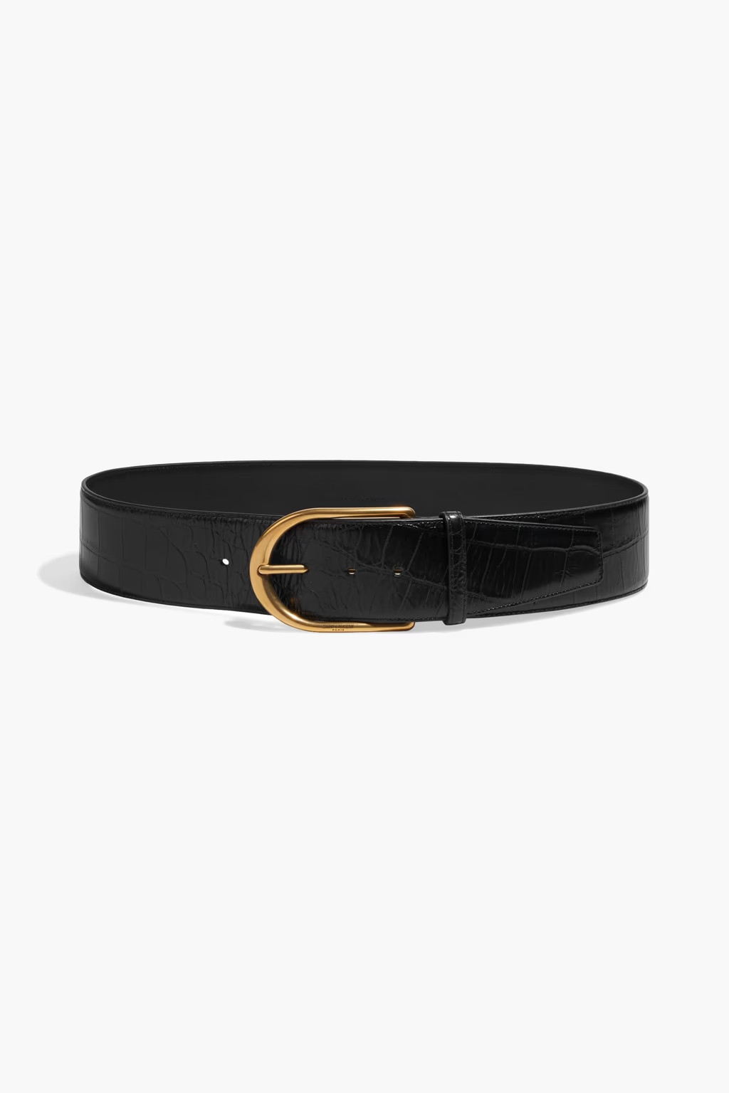 Black Croc-effect leather belt | SAINT LAURENT | THE OUTNET | The Outnet (US and CA)