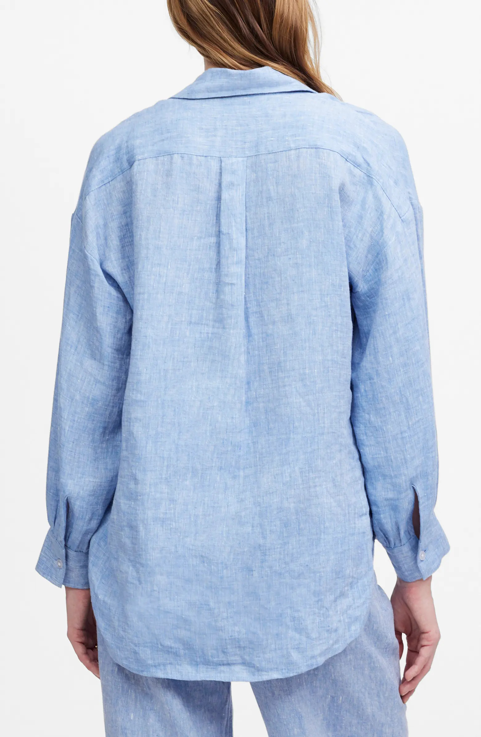 Shirred Linen Button-Up Shirt | Nordstrom Rack