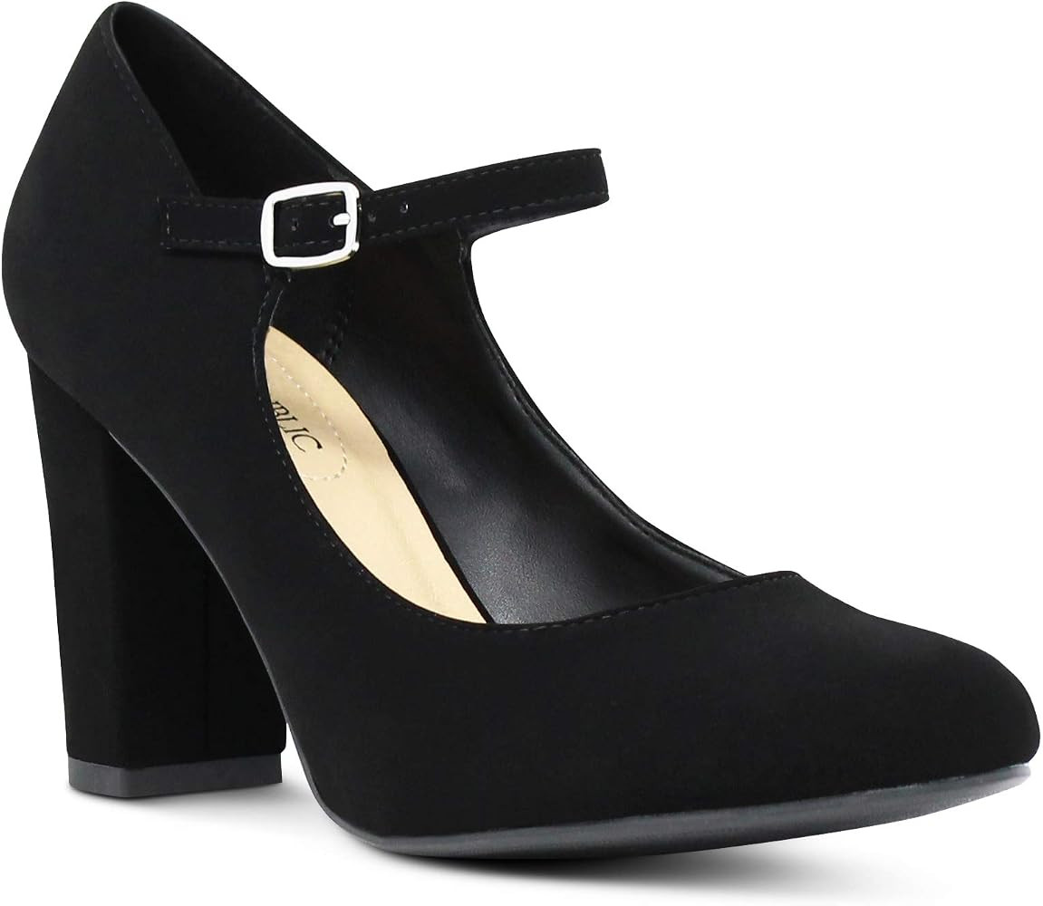 MARCOREPUBLIC Monaco Womens Memory Foam Cushion Chunky Block High Heels Comfort Dress Pumps | Amazon (US)
