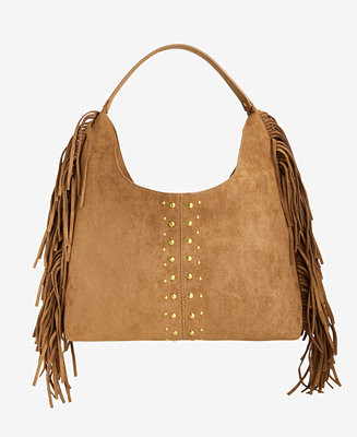 Fringed Faux-Suede Hobo Bag | Macy's