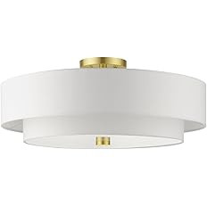 Livex Lighting 52140-12 Meridian Collection 5-Light Semi Flush Mount Ceiling Light with Off-White... | Amazon (US)