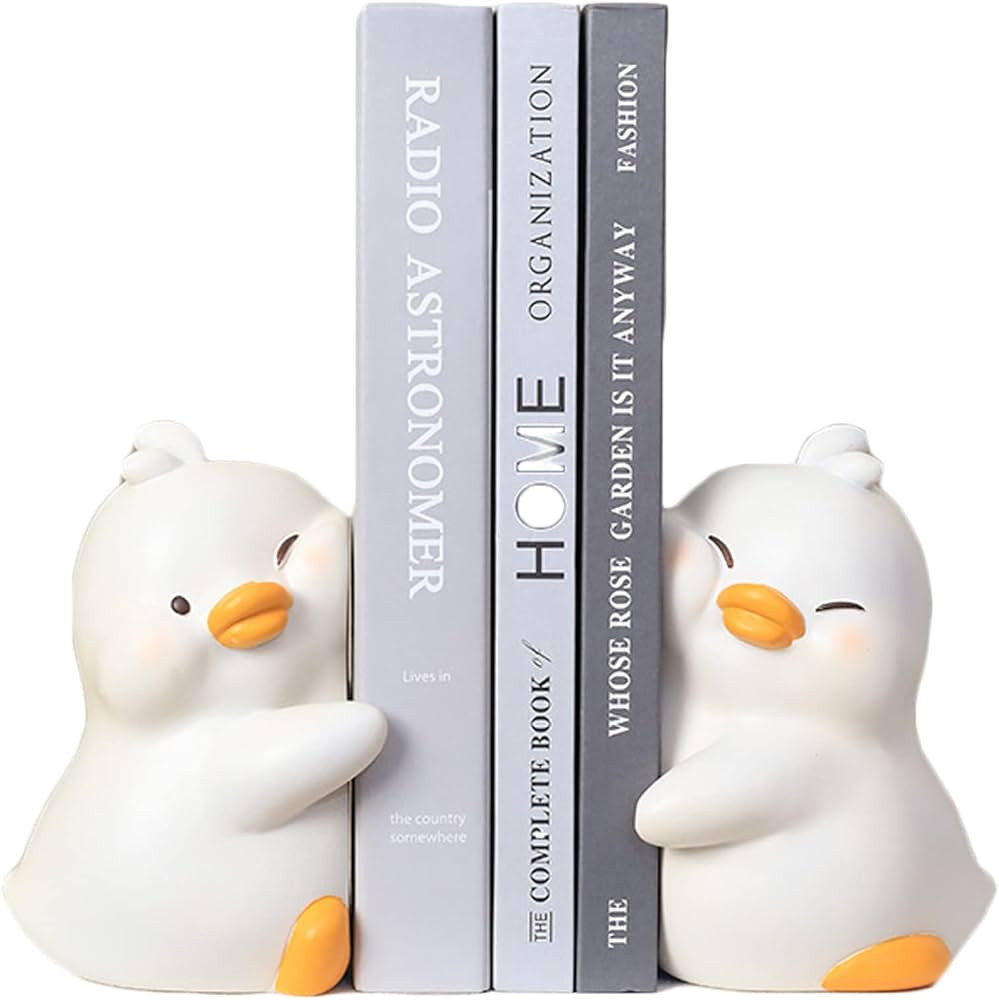 Cute Hug Ducks Decorative Bookends, Unique Book Ends to Hold Books Creative Resin Book Holder Sto... | Amazon (US)