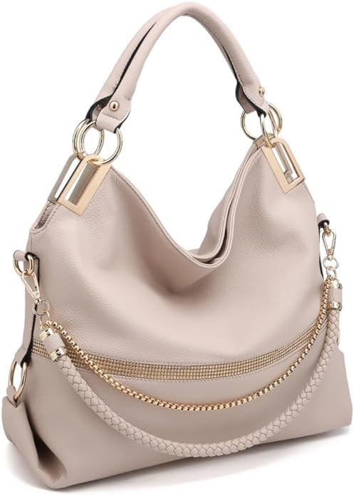 Dasein Women's Large Hobo Bag with Rhinestone Accents Vegan Leather Tote Purse Shoulder Handbag f... | Amazon (US)