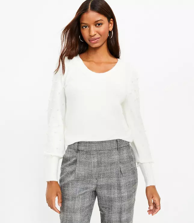 Pearlized Sleeve Sweater | LOFT