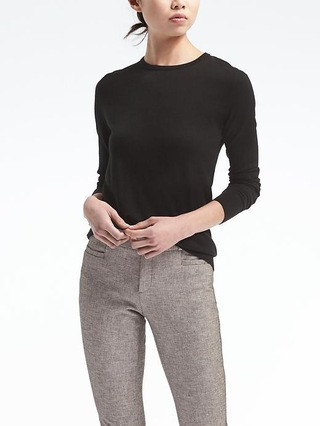 Banana Republic Womens Silk Cashmere Crew Size L - Black | Banana Republic US