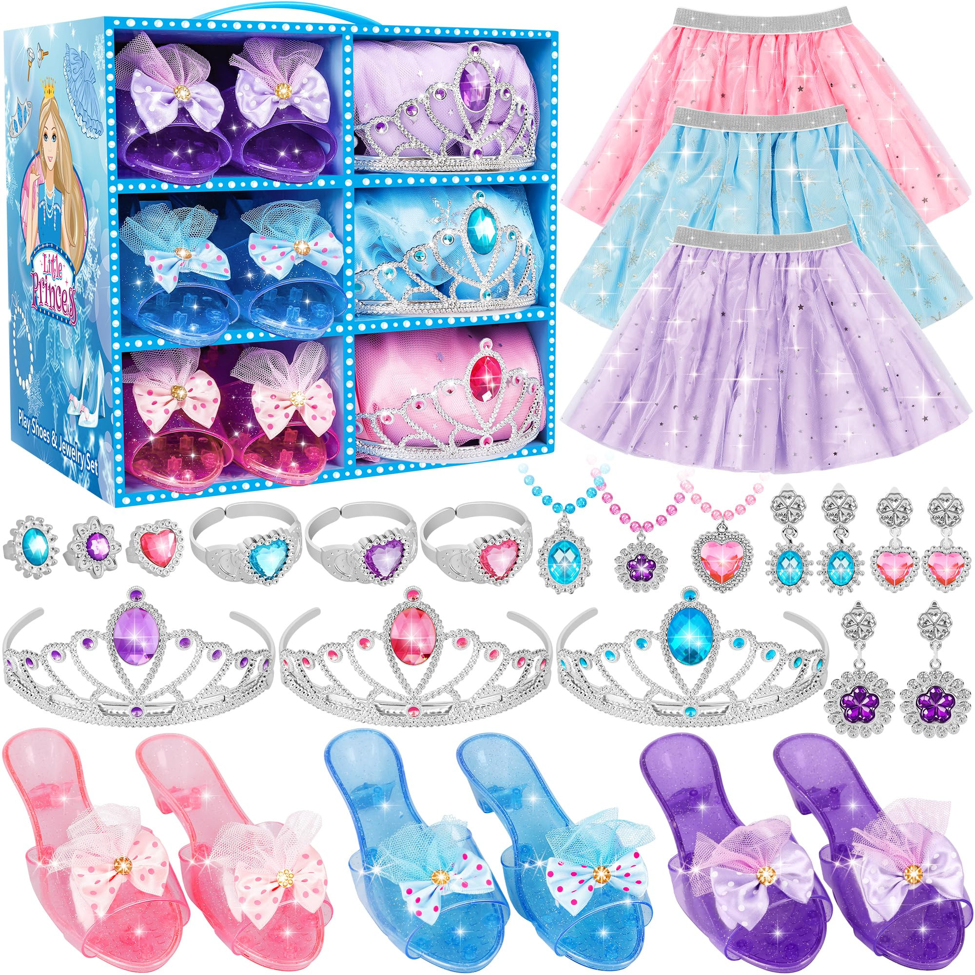 Princess Dress Up Toys & Jewelry Boutique, Costumes Set incl Color Skirts, Shoes, Crowns, Accesso... | Amazon (US)