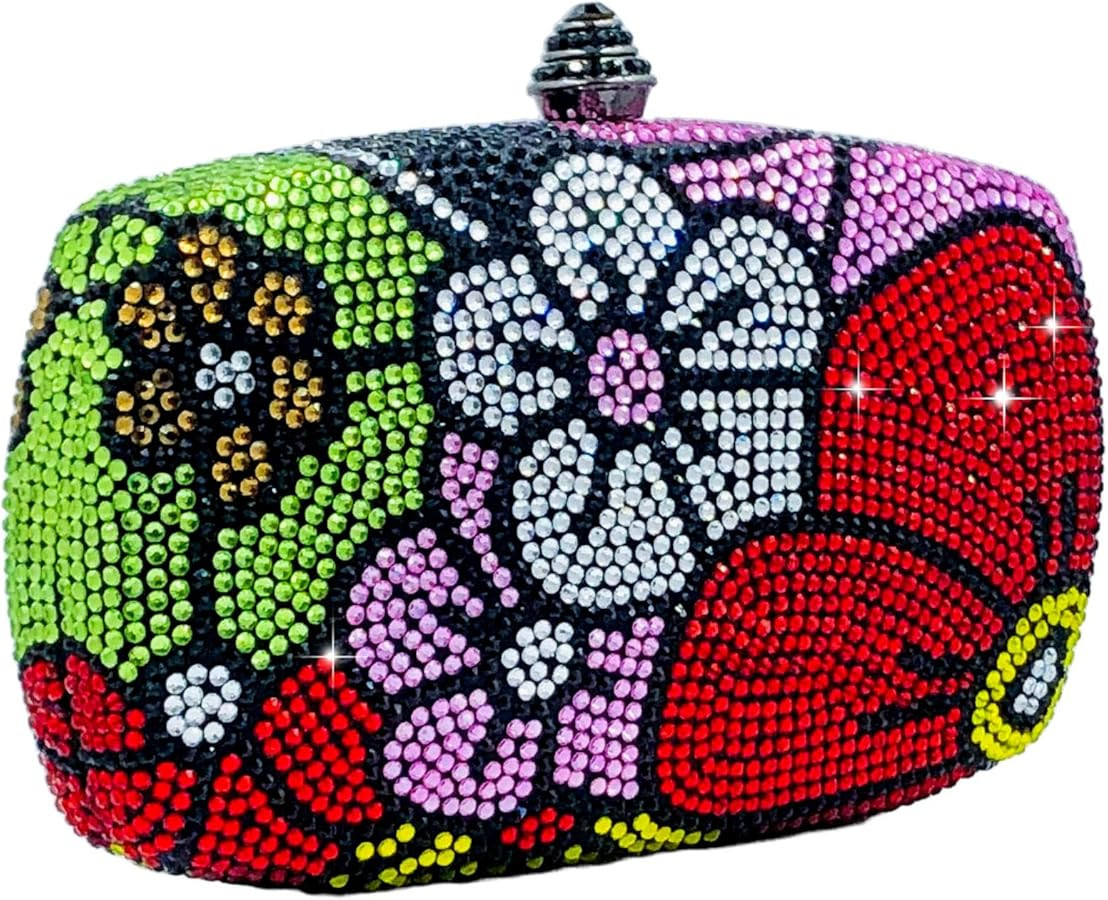 Boutique De FGG Mini Flower Clutch Purse for Women Formal, Crystal Evening Bag Wedding Clutches, ... | Amazon (US)