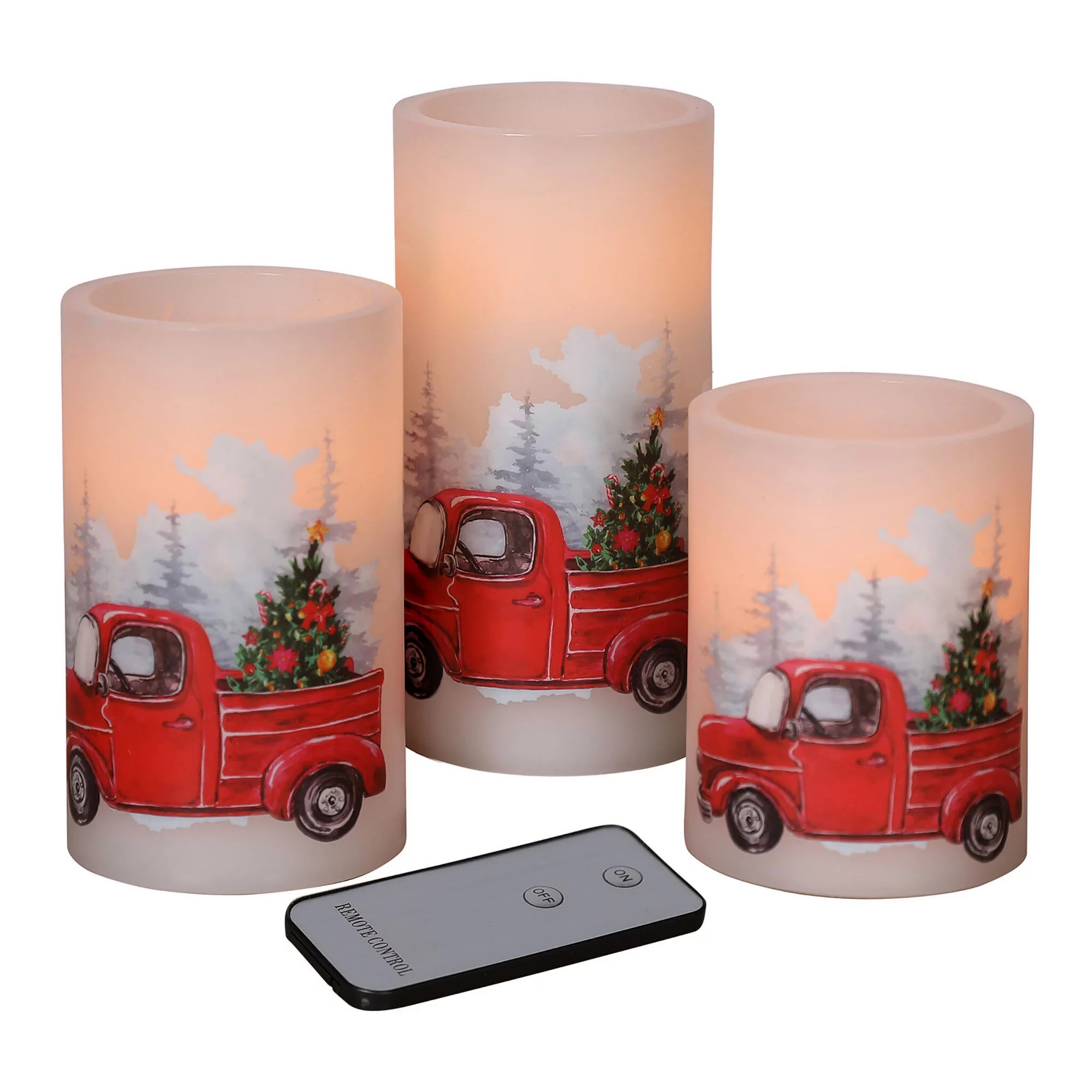 Fitz & Floyd Christmas Truck LED Wax Pillar Candle Set of 3 | Kohl's