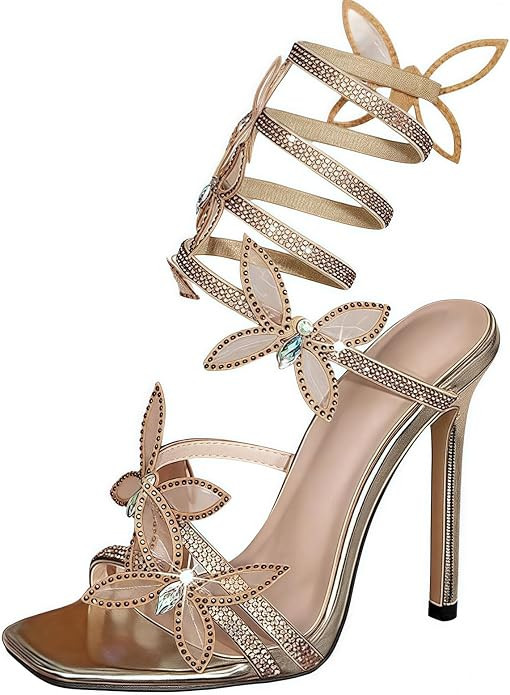 Damen Stiletto High Heel Sandalen Tie Up Open Toe Slingback Spiral Wrap Around Sommer Schuhe mit ... | Amazon (DE)