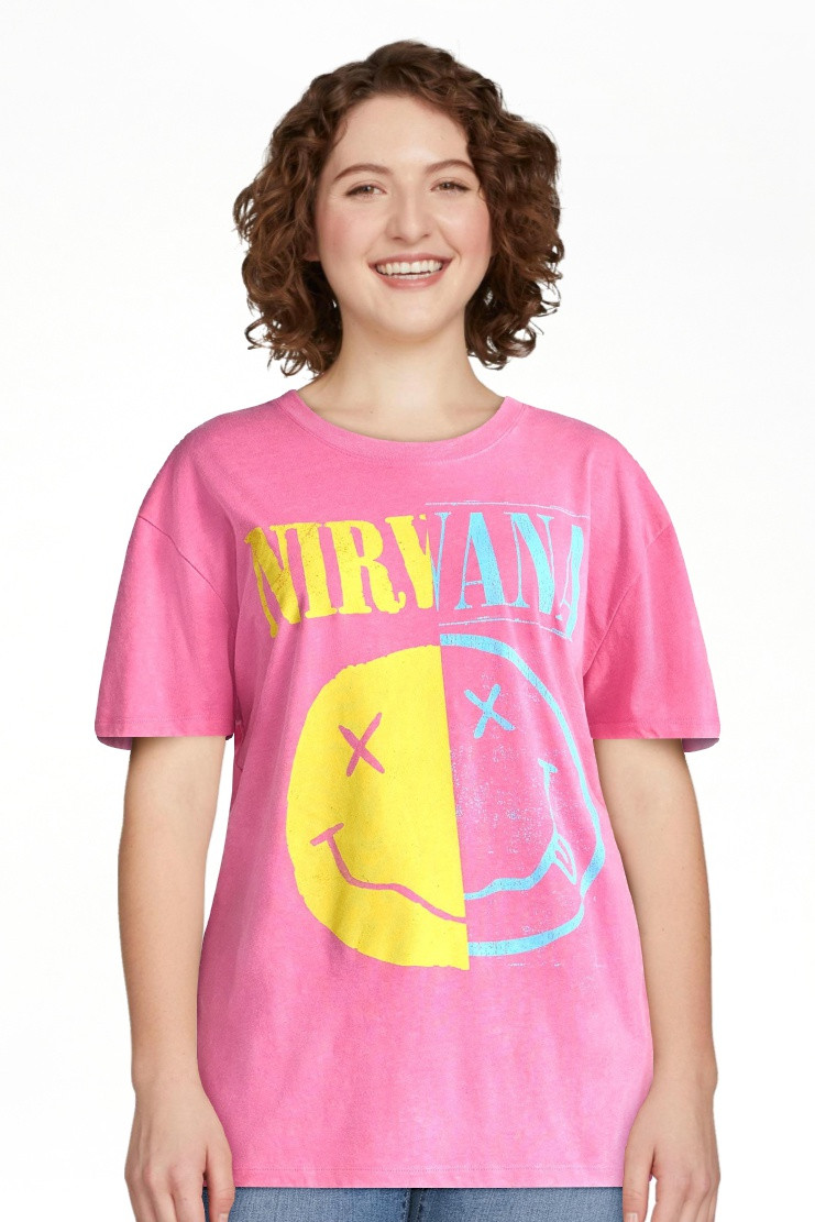 Nirvana Women's Front Back Graphic Band Tee with Short Sleeves, Sizes XXS-XXL | Walmart (US)