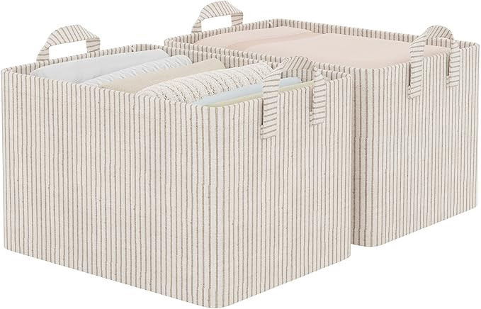 StorageWorks Storage Bins, Fabric Storage Bins for Shelves, Large Storage Baskets with Metal Fram... | Amazon (US)