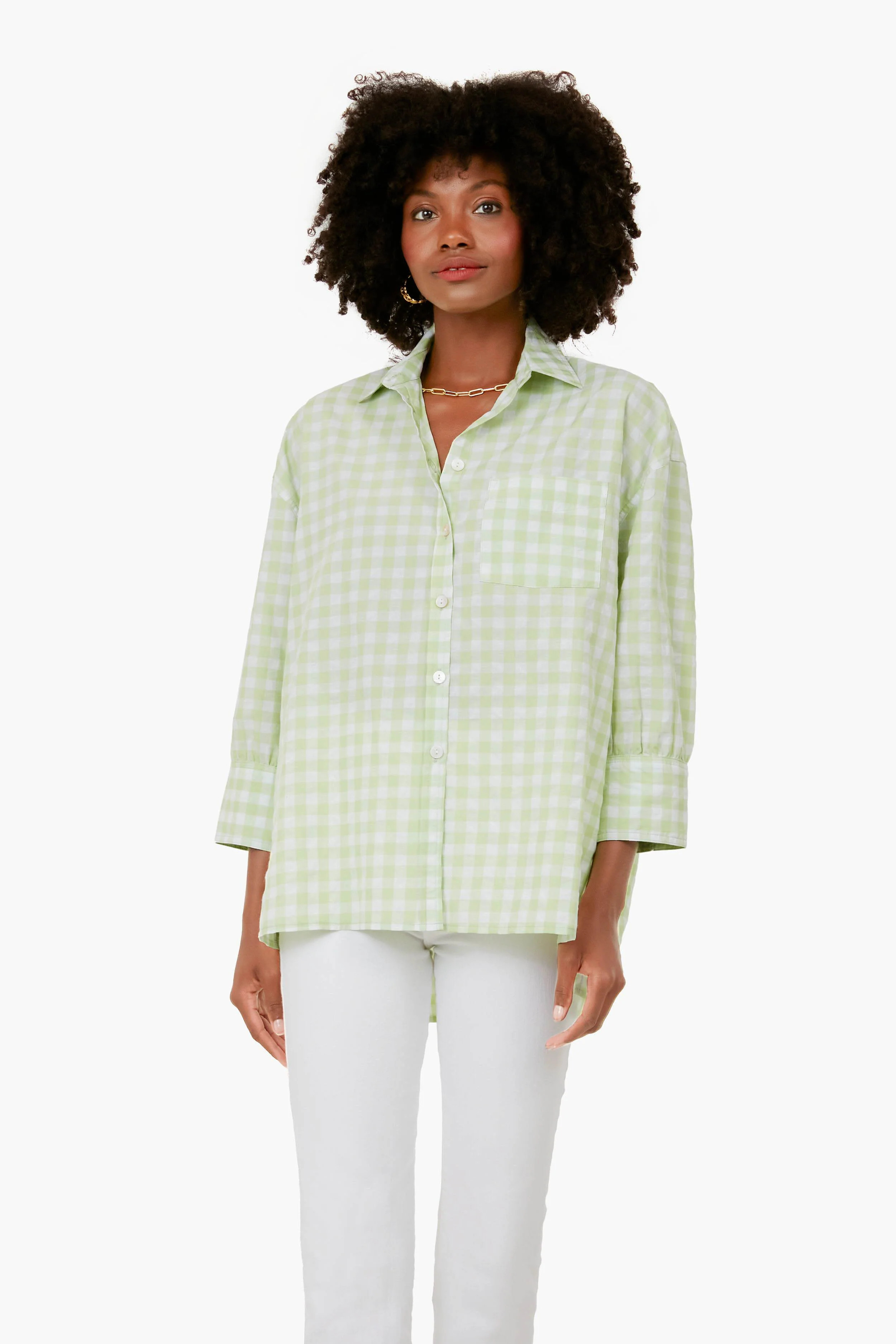 Green Gingham Adair Boyfriend Shirt | Tuckernuck (US)