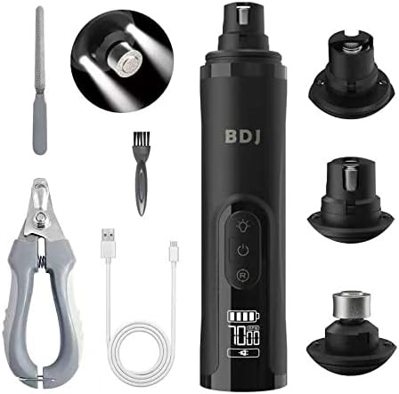 BDJ Dog Nail Grinder with 2 LED Lights Upgraded 3-Speed Electric Recharge Pet Nail Trimmer with C... | Amazon (US)